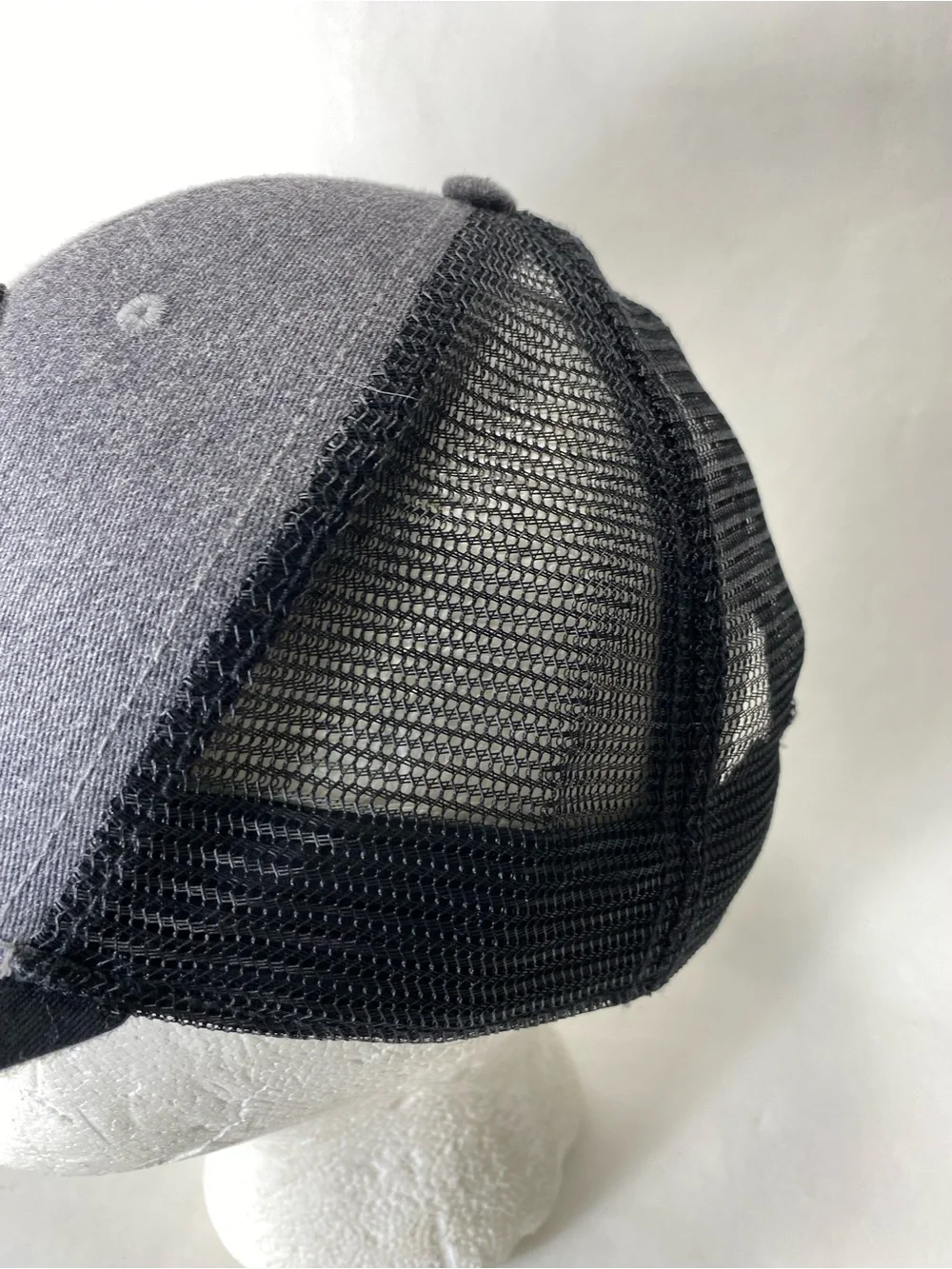 The North Face Grey & Black Patch Trucker Hat with Blue Accent Snap Back Unisex